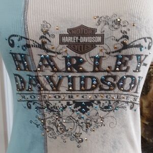 Harley-Davidson Y2K Two-Tone Jeweled and Sequined Tank Top. Vintage. NWOT.